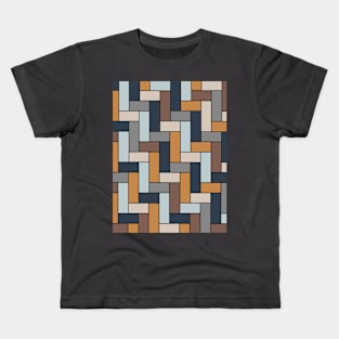 Geometric Tiles in Blue, Grey and Brown Kids T-Shirt